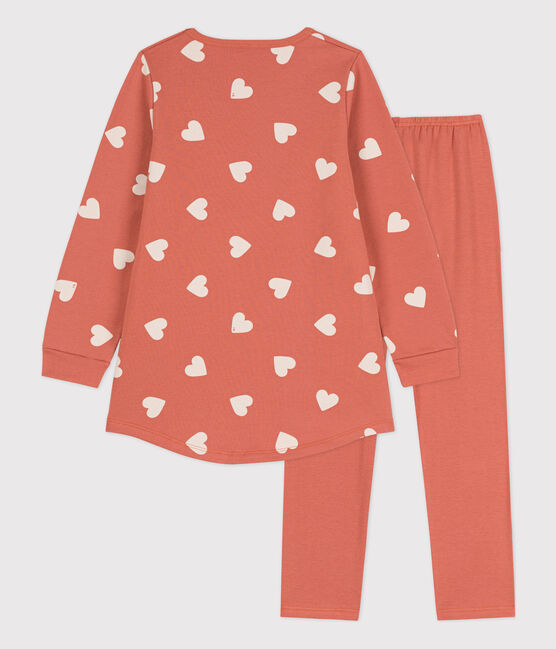 Girls' Heart Patterned Fleece/Cotton Nightdress with Leggings BRANDY /AVALANCHE