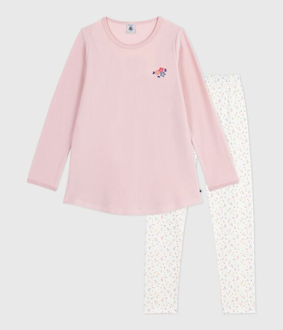 Children's velour nightdress and leggings JOLI pink/MULTICO white