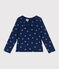 Children's long-sleeved floral cotton T-shirt MEDIEVAL blue/MULTICO white