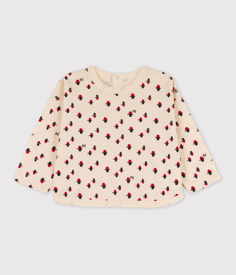 Babies' Long-Sleeved T-shirt Printed tube knit Ecru/multicolor