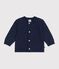 Babies' plain wool and cotton knit cardigan SOIR