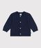 Babies' plain wool and cotton knit cardigan SOIR