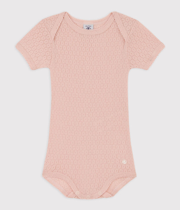 Babies' Short-Sleeved Openwork Bodysuit pink