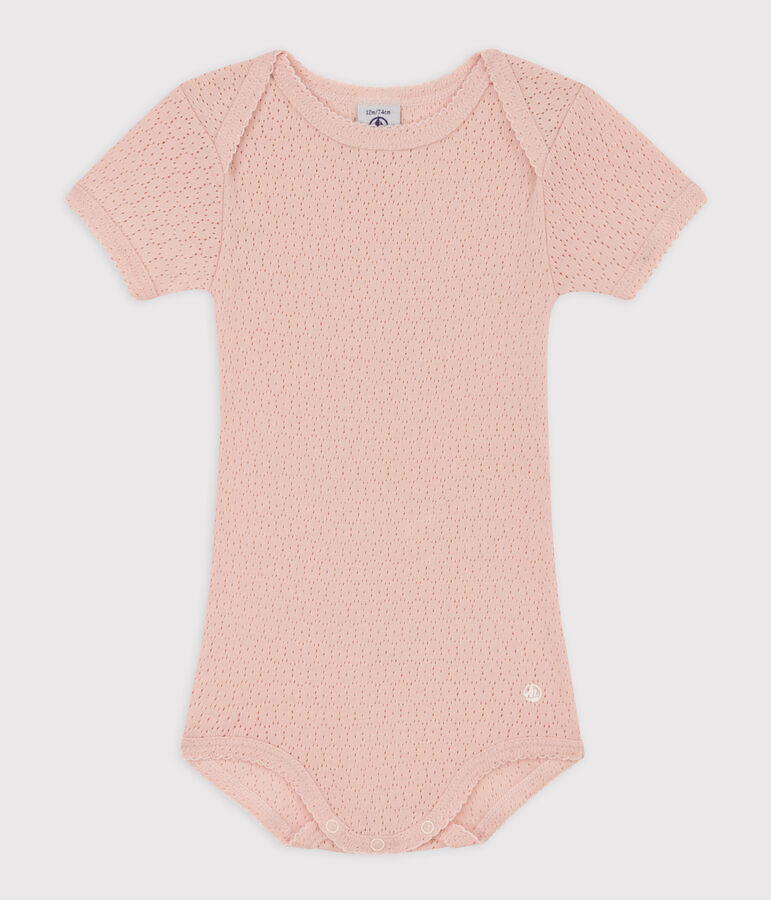 Babies' Short-Sleeved Openwork Bodysuit pink