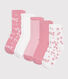 Children's plain and flower-print cotton socks - 5-Pack