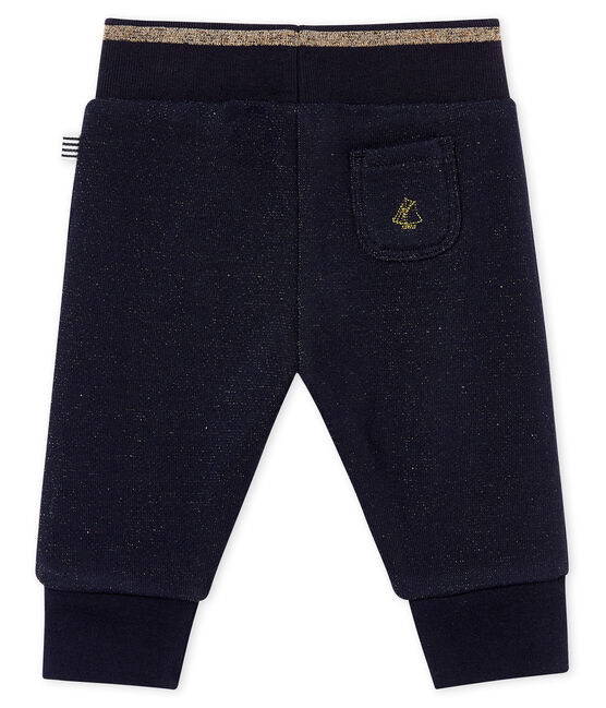 Baby girl's shiny cotton sweatshirt trousers SMOKING blue/DORE yellow