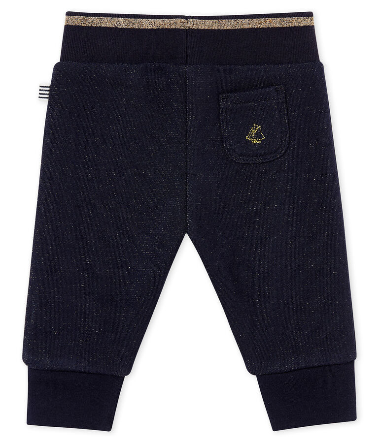 Baby girl's shiny cotton sweatshirt trousers blue/yellow