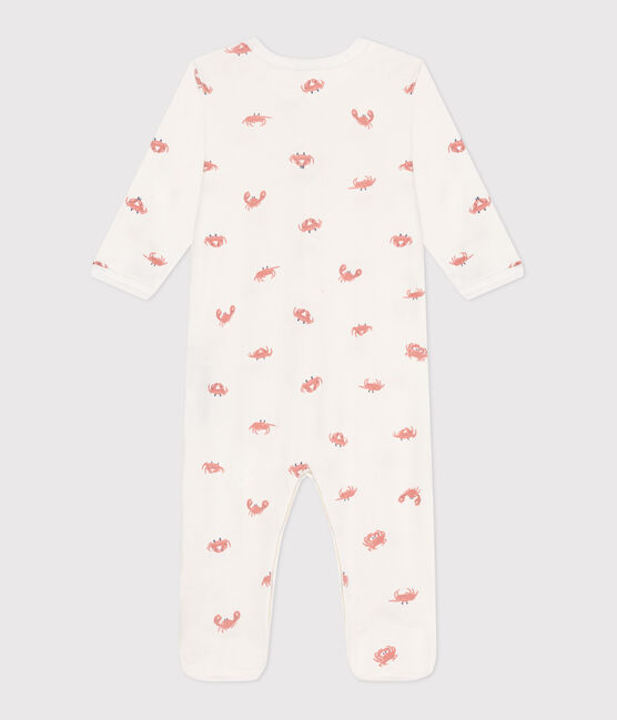 Babies' crab pattern cotton pyjamas MARSHMALLOW white/MULTICO white