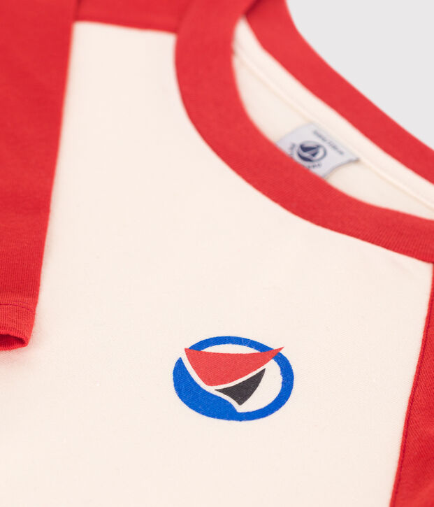 Children's long-sleeved colourblock cotton T-shirt red/red