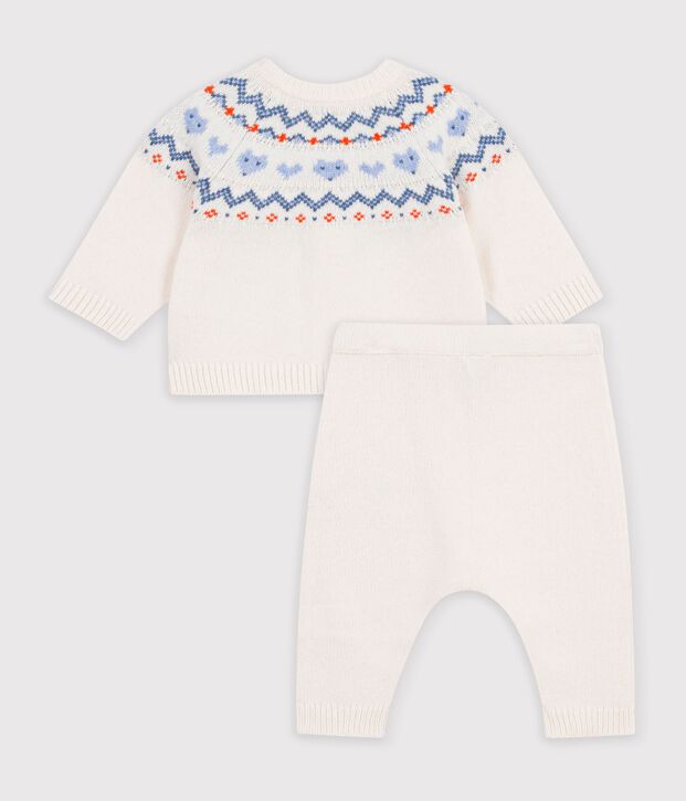Jacquard knit outfit for babies blue/blue