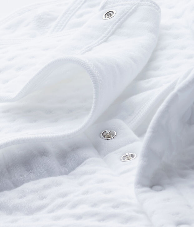 Baby's unisex sleepsuit in quilted tube knit white