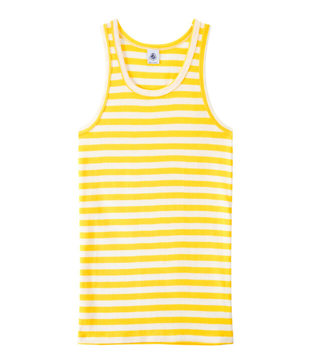 Women's vest top in heritage striped rib yellow/white