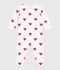 Babies' brushed fleece heart-print pyjamas with a collar white/red
