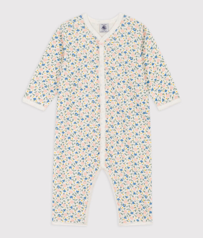 Floral Footless Cotton Sleepsuit white/multicolor