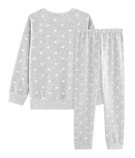 Girls' Velour Pyjamas BELUGA grey/MARSHMALLOW white