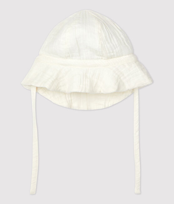 Babies' Organic Cotton Floppy Hat MARSHMALLOW white