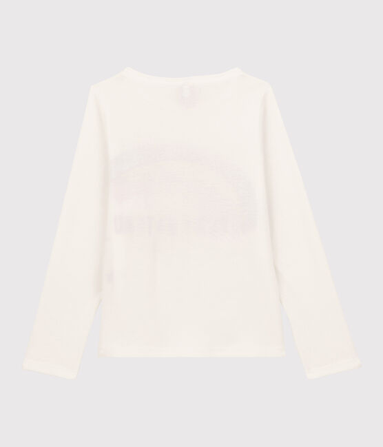 Girls' Long-Sleeved Cotton T-Shirt MARSHMALLOW white