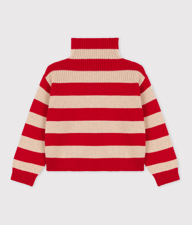 Boys' Stripy Wool/Cotton Pullover beige/red