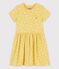 Girls' Short-Sleeved Cotton Dress ORGE yellow/MARSHMALLOW white