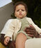 Babies' Moss Stitch Cotton Cardigan AVALANCHE Ecru