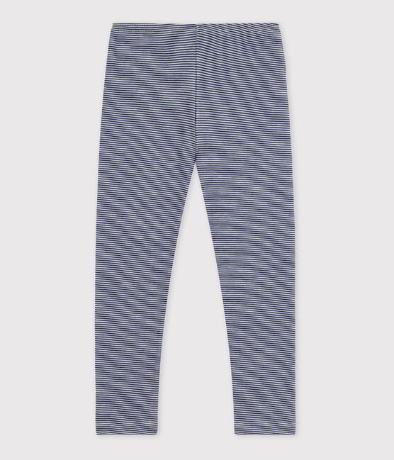Unisex Pinstriped Wool/Cotton Leggings MEDIEVAL blue/MARSHMALLOW white