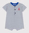 Babies' fine jersey playsuit MARSHMALLOW white/MEDIEVAL blue