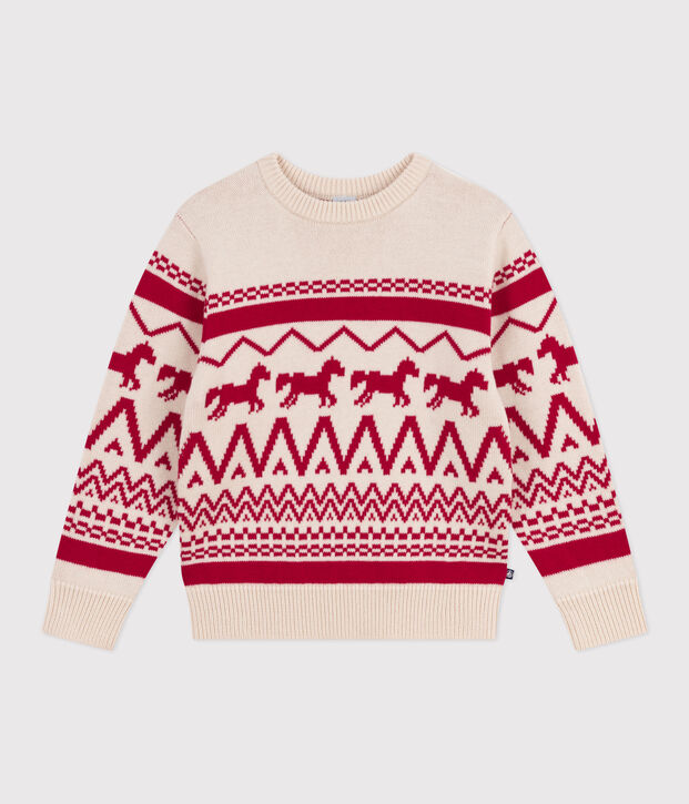 Children's patterned wool and cotton jumper red/red