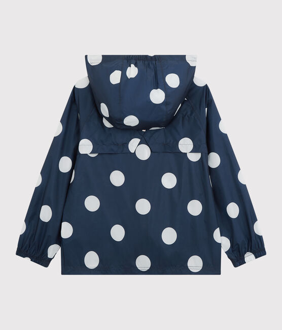 Girls' Recycled Polyester Mid-Length Windbreaker MEDIEVAL blue/MARSHMALLOW white
