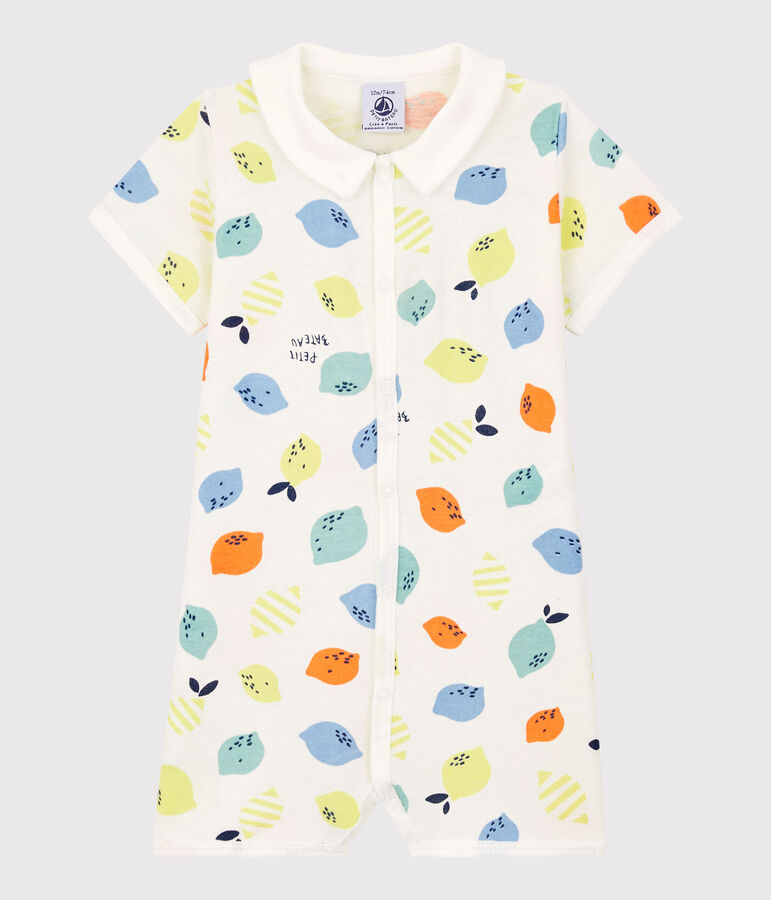Babies' Organic Cotton Lemon Playsuit white/multicolor