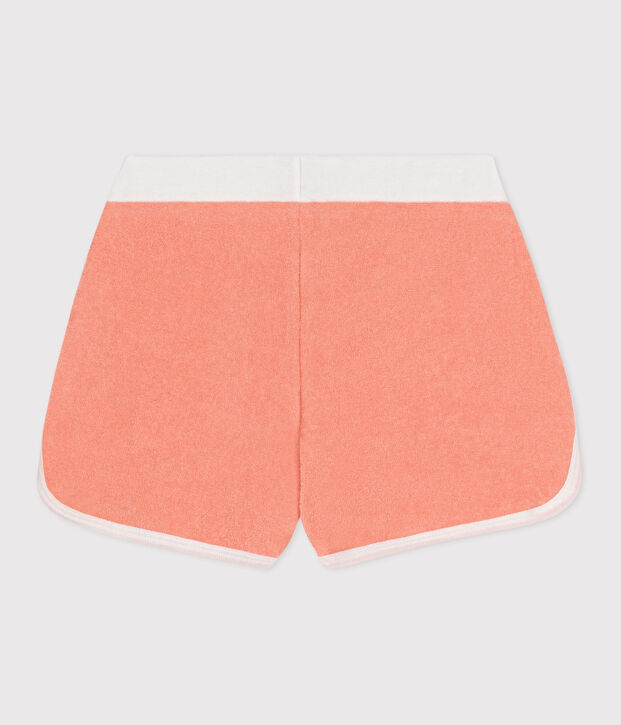 Children's plain cotton terry shorts orange