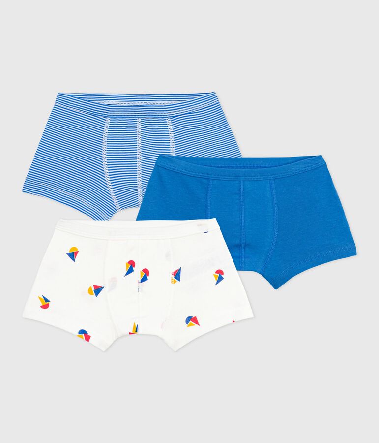 Pack of children's boat print cotton boxers with covered waistbands multicolor