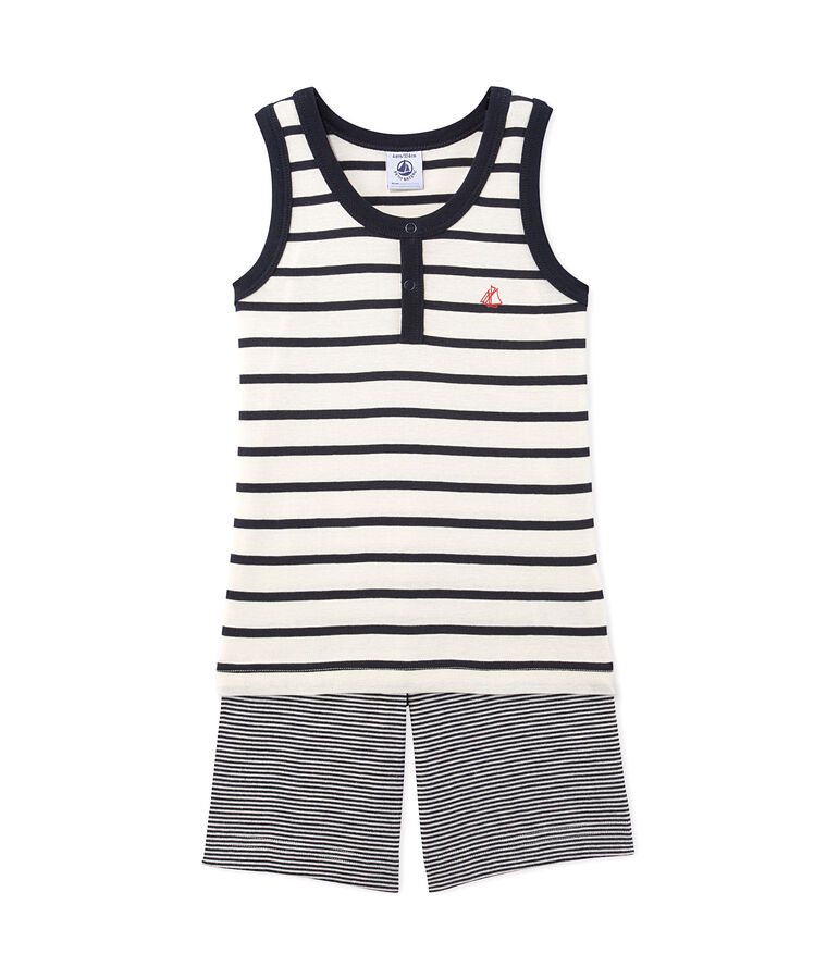 Pyjacourt gar&ccedil;on ray&eacute; white/blue