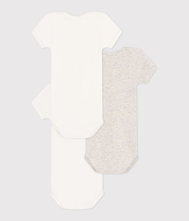 Babies' short-sleeved small heart-pattern cotton bodysuits - 3-Pack multicolor