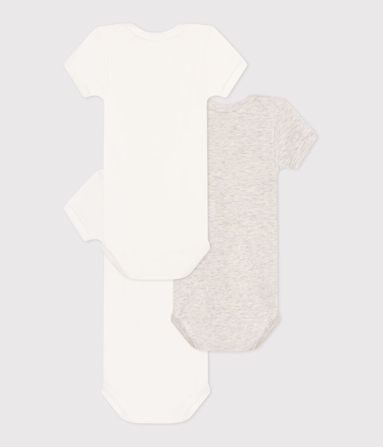 Babies' short-sleeved small heart-pattern cotton bodysuits - 3-Pack multicolor