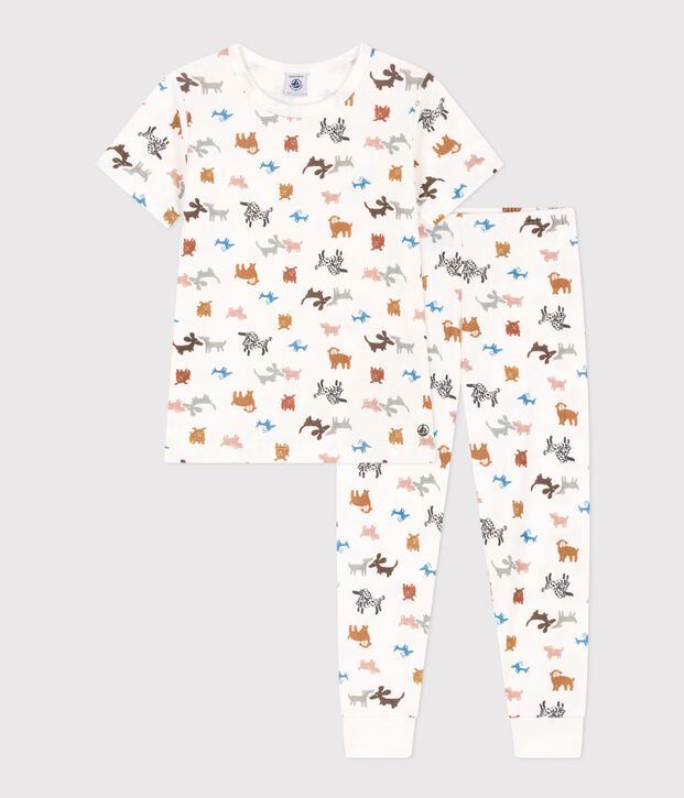 Children's Unisex Short-Sleeved Cotton Pyjamas white/multicolor