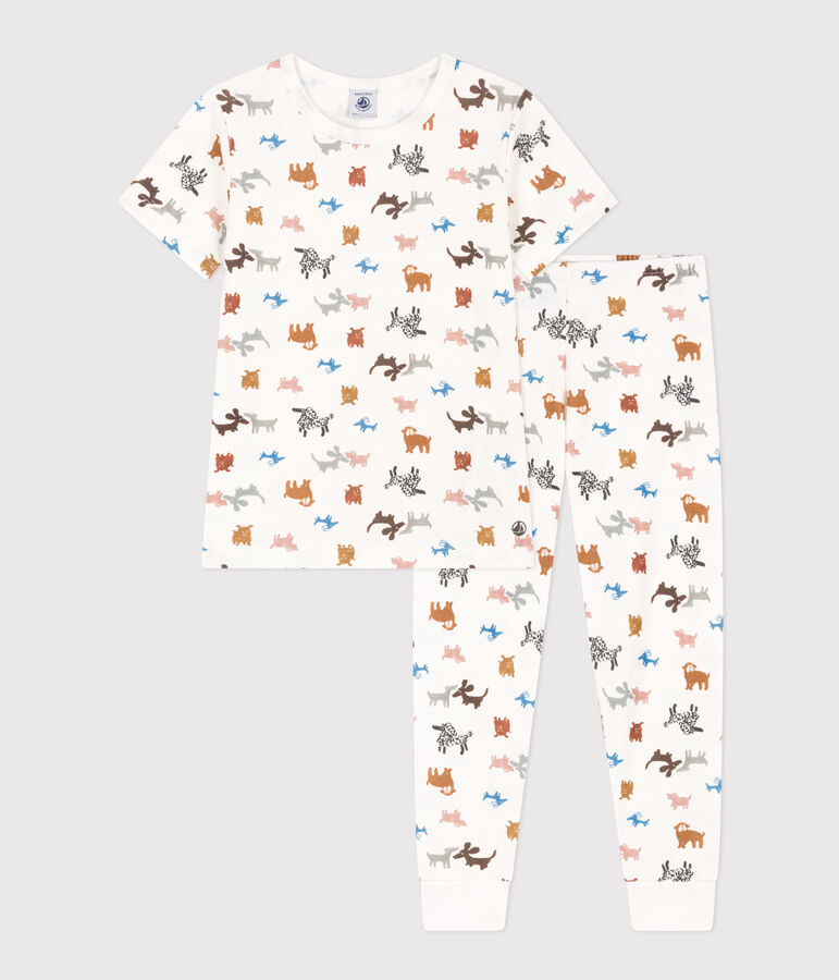 Children's Unisex Short-Sleeved Cotton Pyjamas white/multicolor