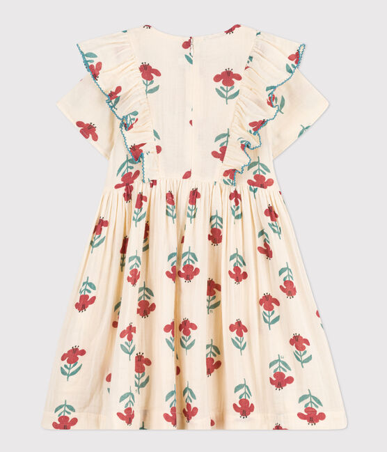 Girls' Floral Cotton Gauze Dress AVALANCHE white/MULTICO