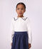 Children's long-sleeved plain cotton blouse with a collar white