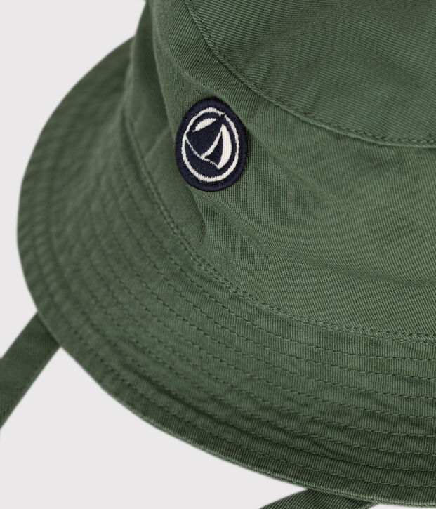 Babies' Plain Cotton Tie-on Bucket Hat green