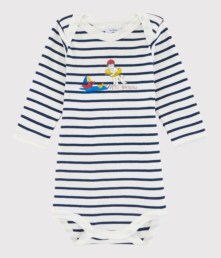 Unisex Babies' Long-Sleeved Bodysuit white/blue