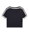 women's short sleeved tee-shirtin shiny linen SMOKING blue