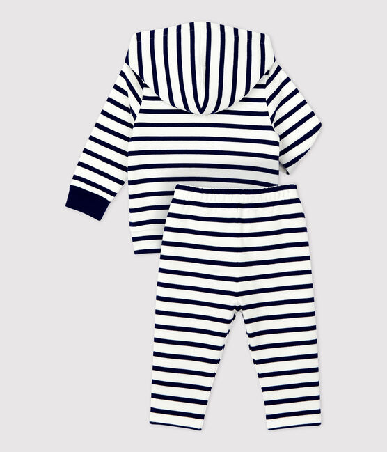 Babies' Organic Striped Clothing - 2-Piece Set MARSHMALLOW white/SMOKING blue