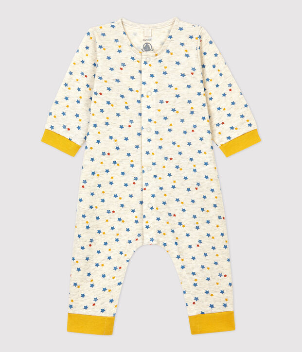 Babies' Multicoloured Star Patterned Spotted Wool and Organic Cotton Jumpsuit beige/multicolor