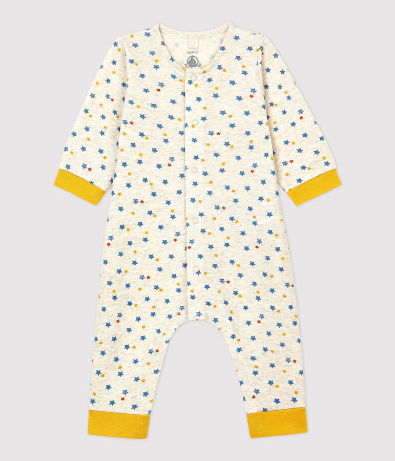 Babies' Multicoloured Star Patterned Spotted Wool and Organic Cotton Jumpsuit beige/multicolor