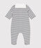 Babies' tube-knit pyjamas MARSHMALLOW white/SMOKING blue