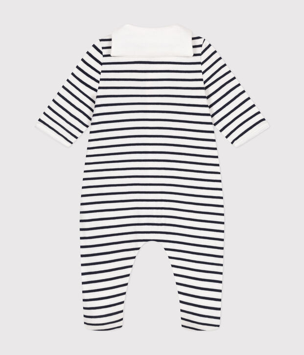 Babies' tube-knit pyjamas white/blue