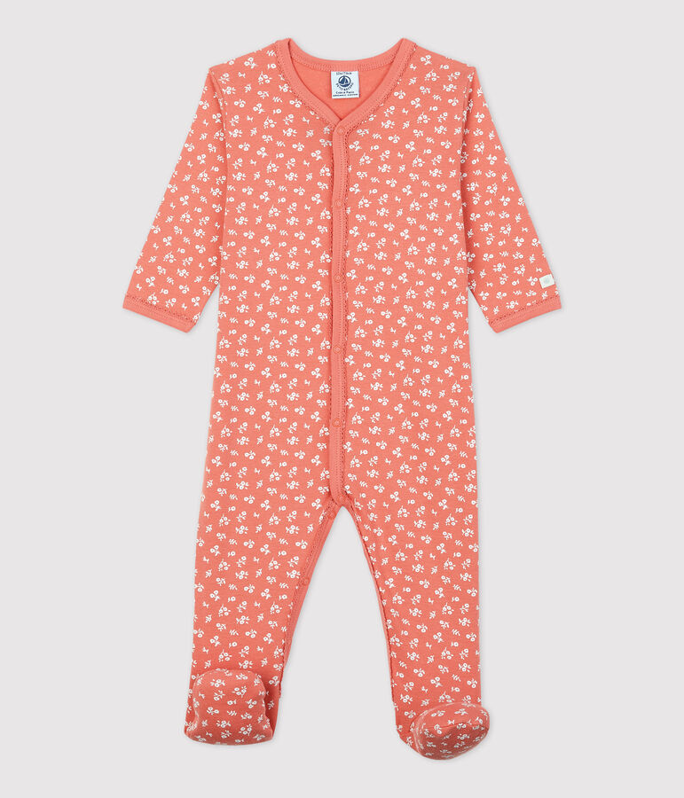 Babies' Floral Organic Cotton Sleepsuit pink/white
