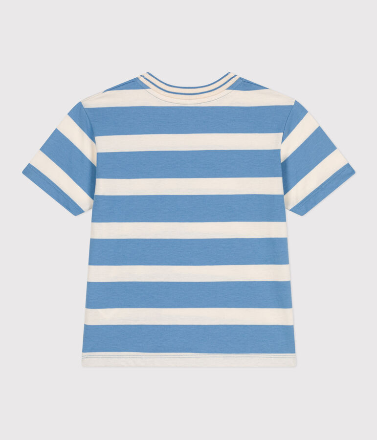 Children's short-sleeved stripy cotton T-shirt ALASKA blue/AVALANCHE