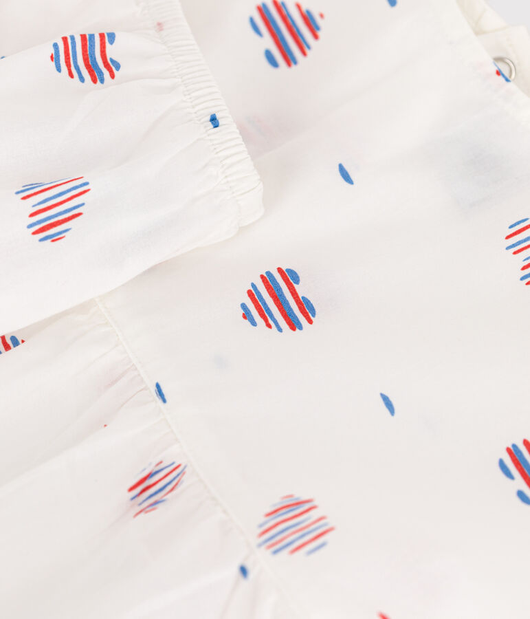 Babies' short-sleeved cotton dress and bloomers printed with hearts Ecru/multicolor