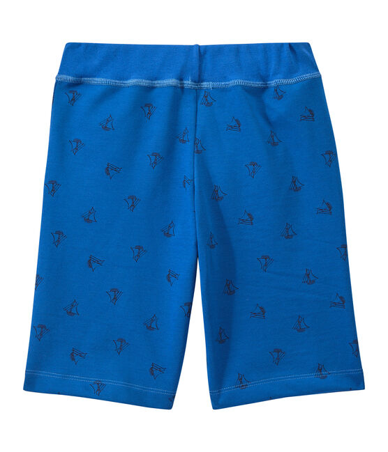 Boy's bermudas in heavyweight print jersey PERSE blue/SMOKING blue